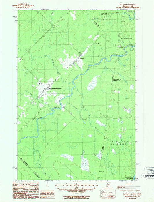 Classic USGS Daaquam Quebec 7.5'x7.5' Topo Map Image