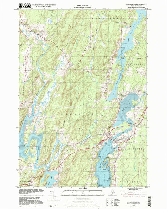 Classic USGS Damariscotta Maine 7.5'x7.5' Topo Map Image