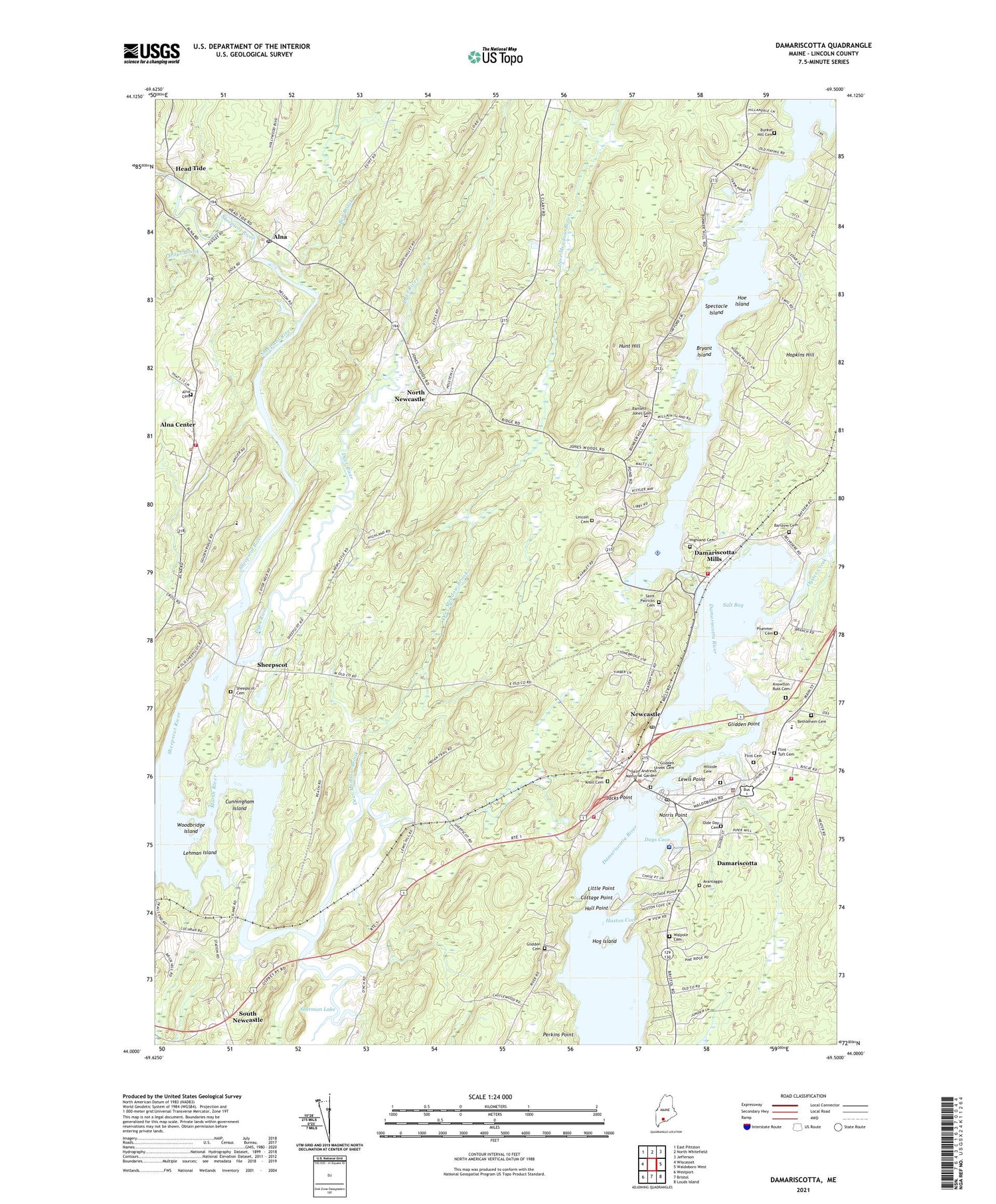 Damariscotta Maine US Topo Map Image