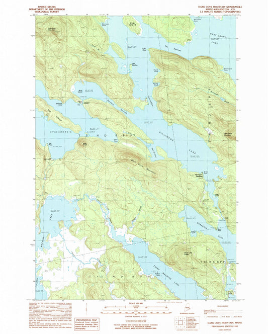 Classic USGS Dark Cove Mountain Maine 7.5'x7.5' Topo Map Image