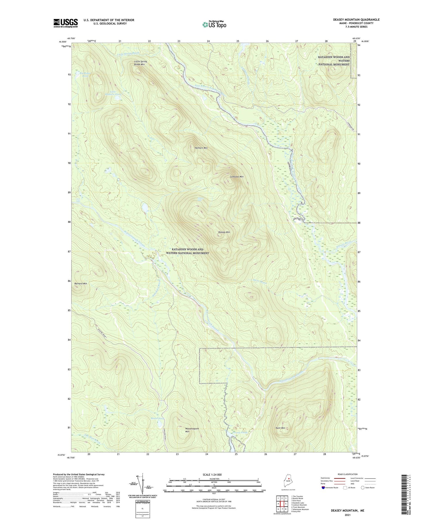 Deasey Mountain Maine US Topo Map Image