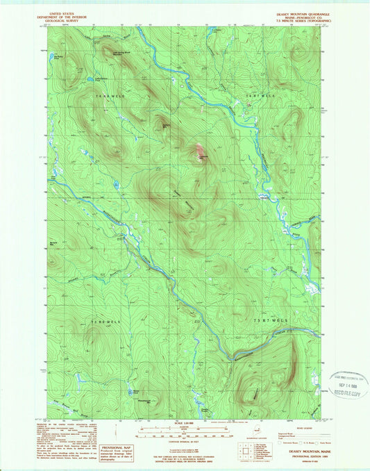 Classic USGS Deasey Mountain Maine 7.5'x7.5' Topo Map Image