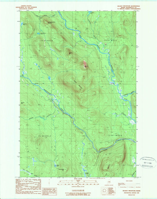Classic USGS Deasey Mountain Maine 7.5'x7.5' Topo Map Image