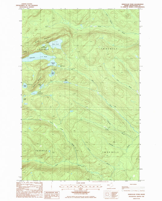 Classic USGS Deboullie Pond Maine 7.5'x7.5' Topo Map Image