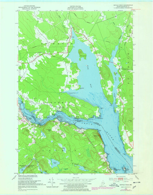 Classic USGS Devils Head Maine 7.5'x7.5' Topo Map Image