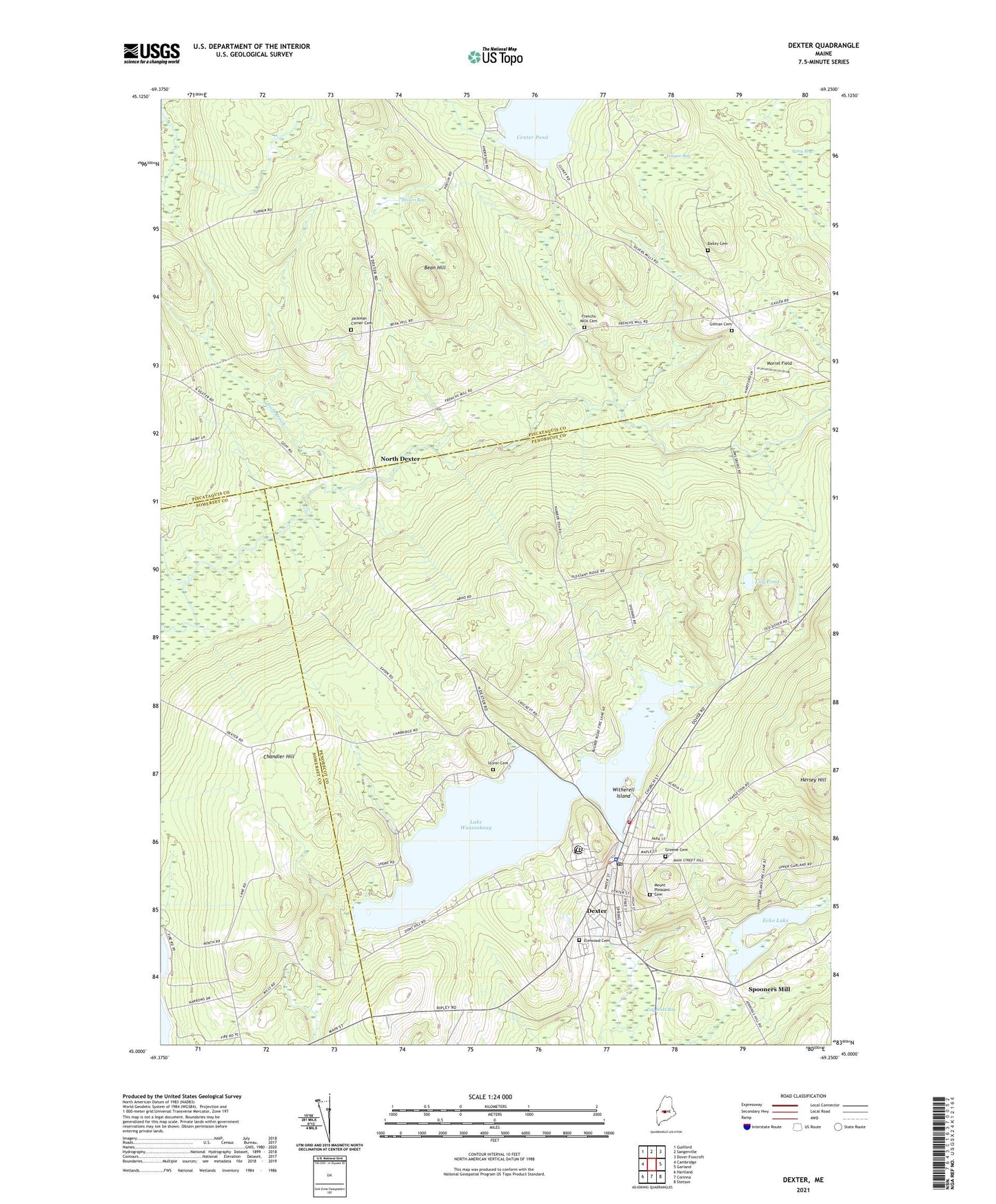 Dexter Maine US Topo Map Image
