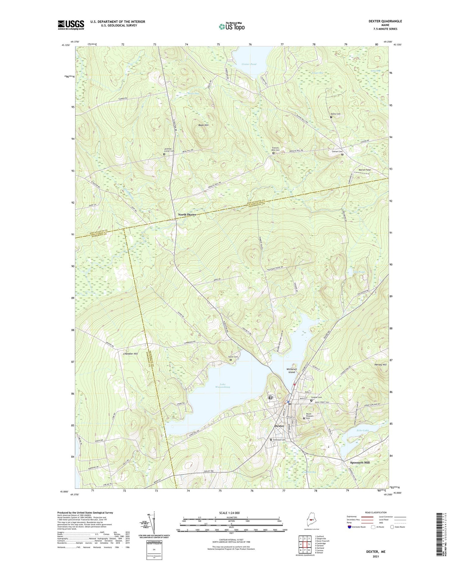 Dexter Maine US Topo Map Image