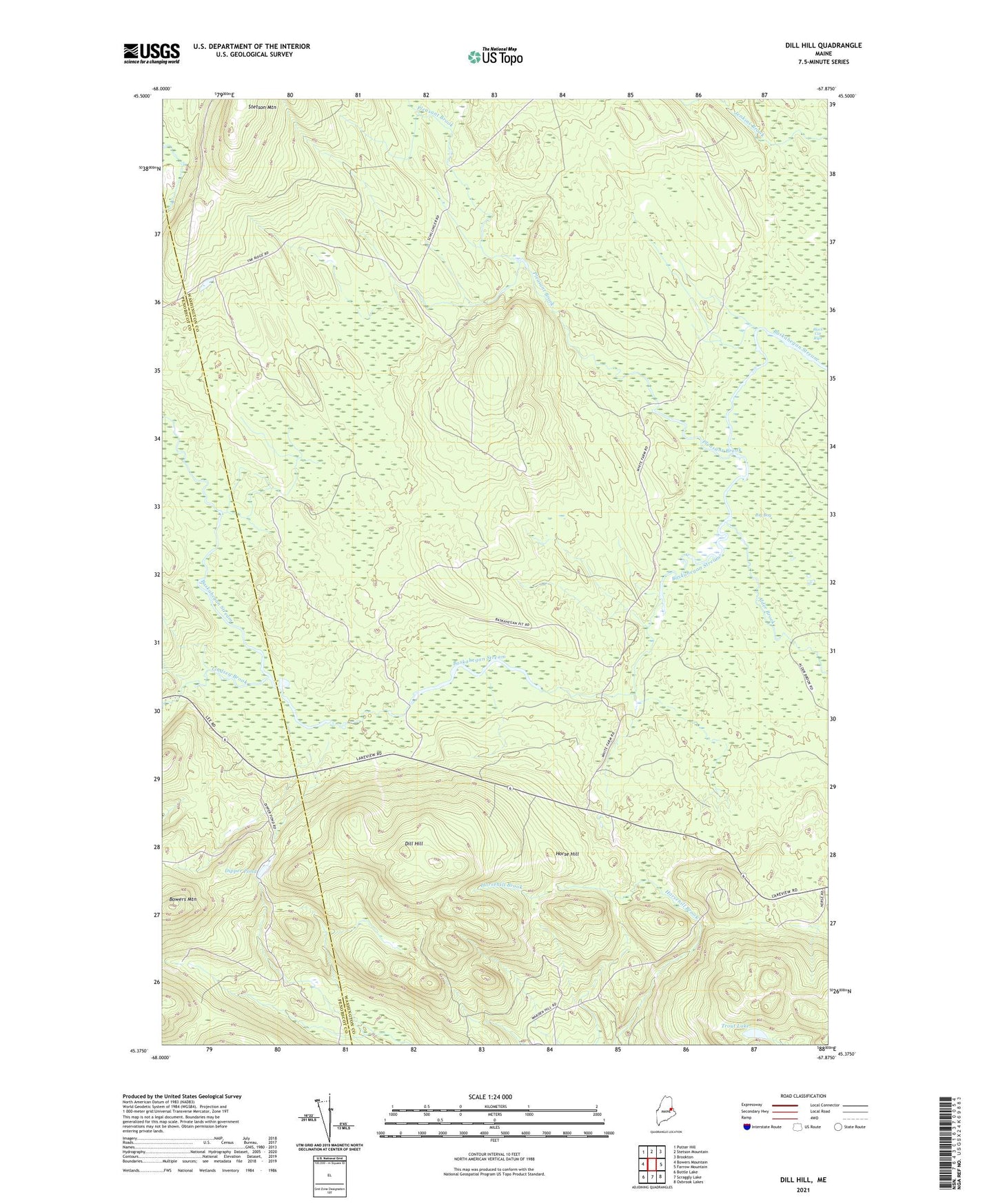 Dill Hill Maine US Topo Map Image