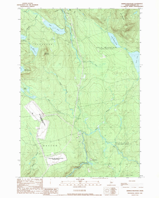 Classic USGS Dimmick Mountain Maine 7.5'x7.5' Topo Map Image