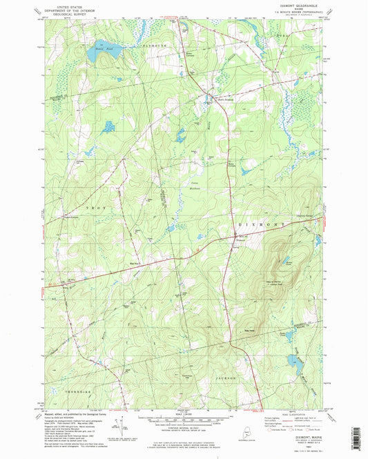 Classic USGS Dixmont Maine 7.5'x7.5' Topo Map Image