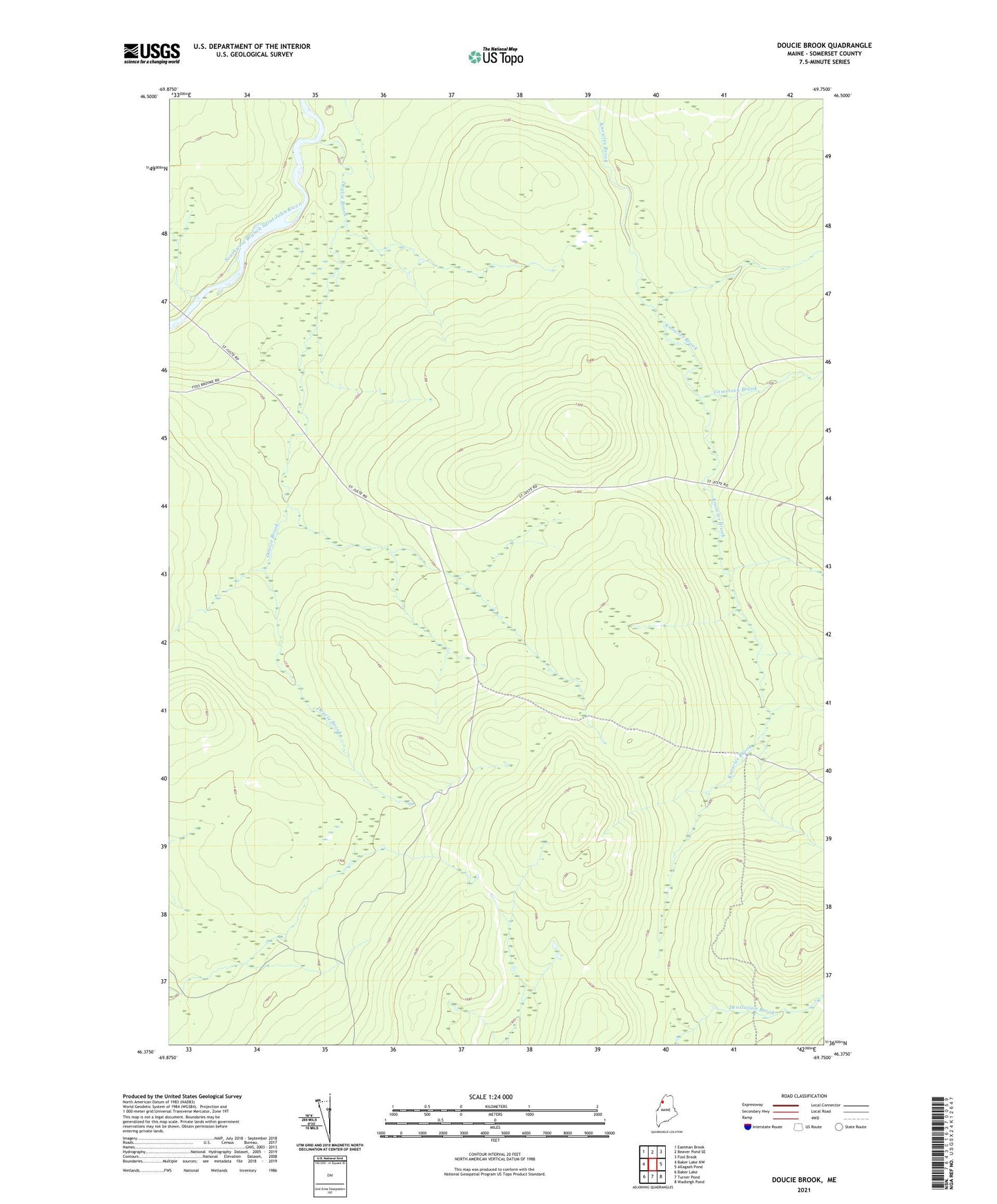 Doucie Brook Maine US Topo Map Image