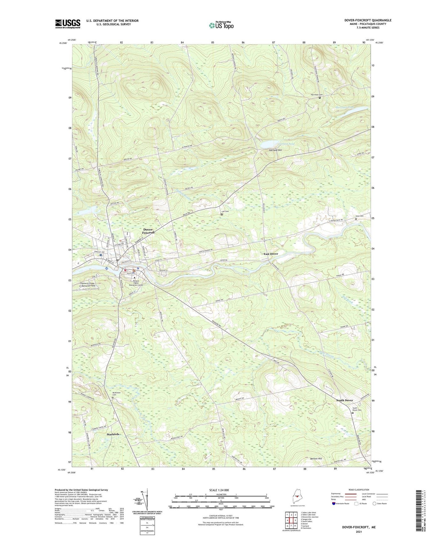 Dover-Foxcroft Maine US Topo Map Image