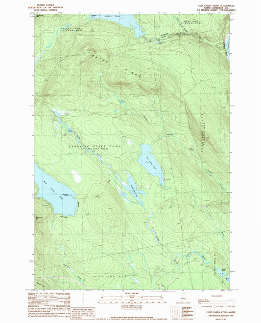 Classic USGS East Carry Pond Maine 7.5'x7.5' Topo Map Image