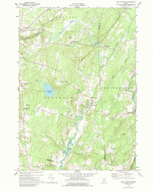 Classic USGS East Pittston Maine 7.5'x7.5' Topo Map Image