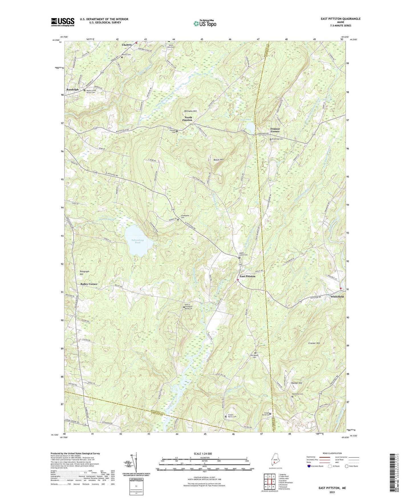 East Pittston Maine US Topo Map Image