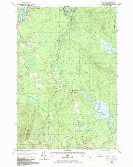 Classic USGS East Winn Maine 7.5'x7.5' Topo Map Image