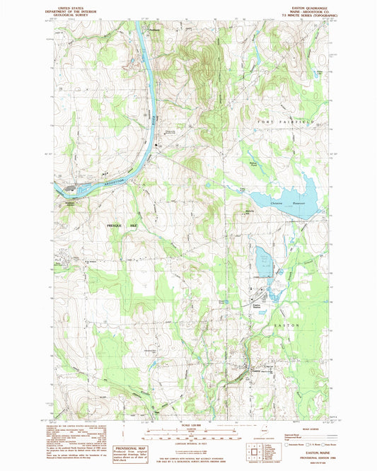 Classic USGS Easton Maine 7.5'x7.5' Topo Map Image