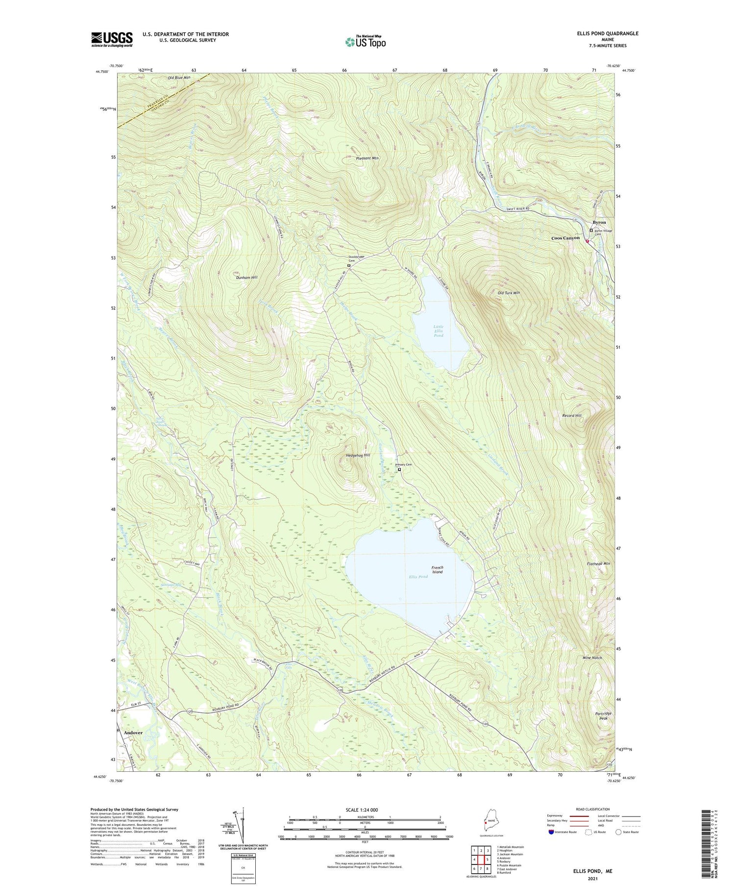 Ellis Pond Maine US Topo Map Image
