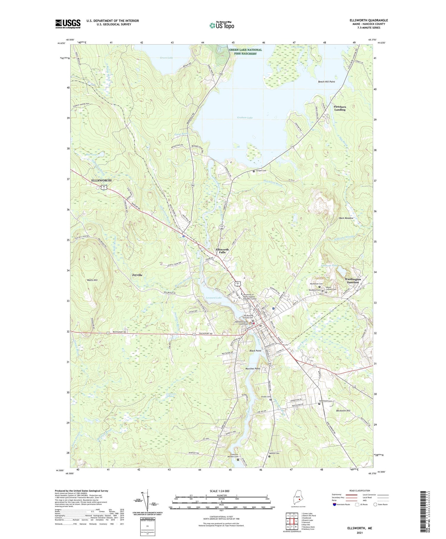 Ellsworth Maine US Topo Map Image