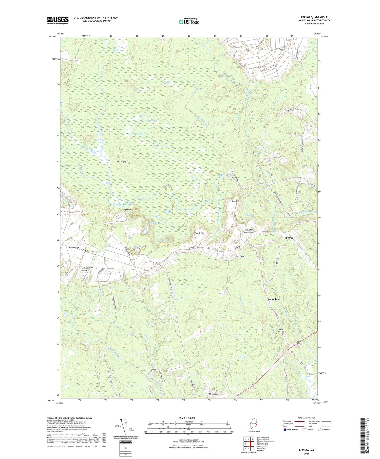 Epping Maine US Topo Map Image