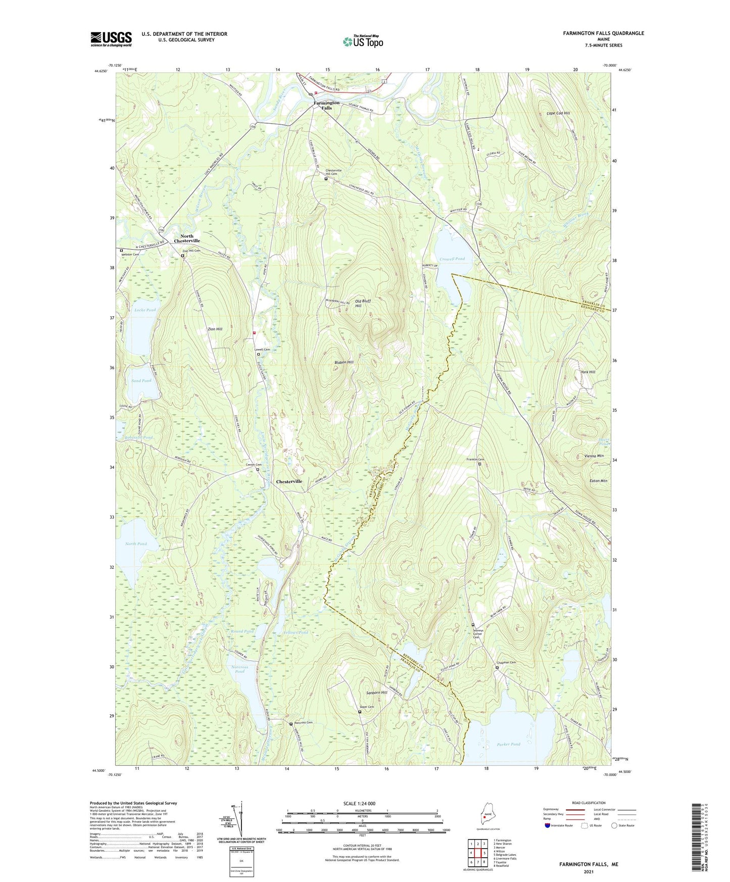 Farmington Falls Maine US Topo Map Image