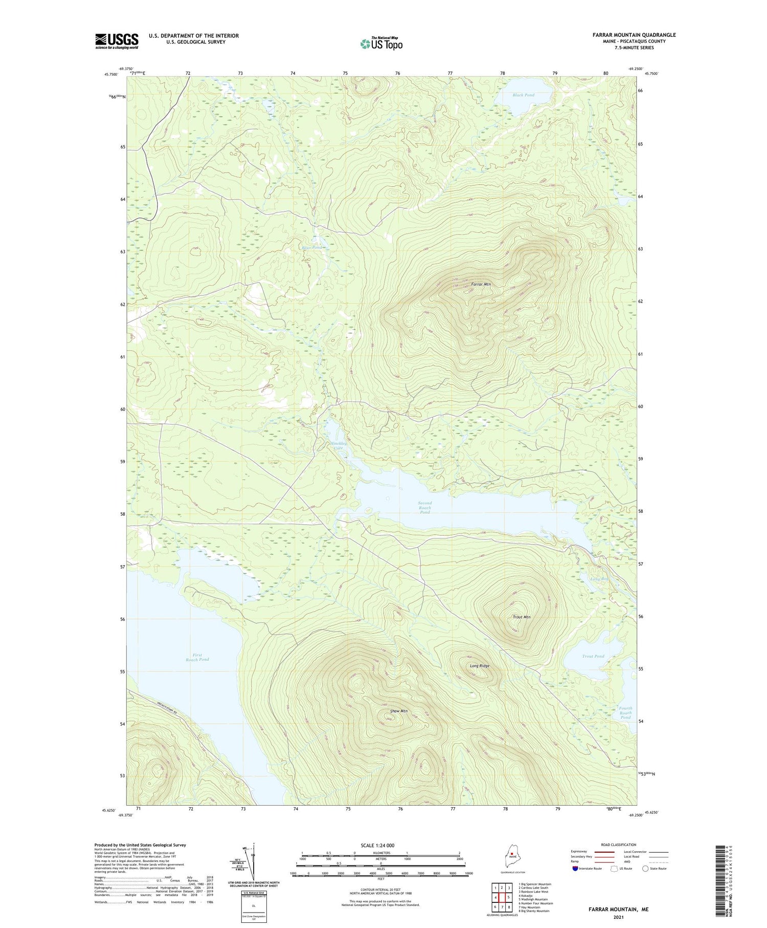 Farrar Mountain Maine US Topo Map Image