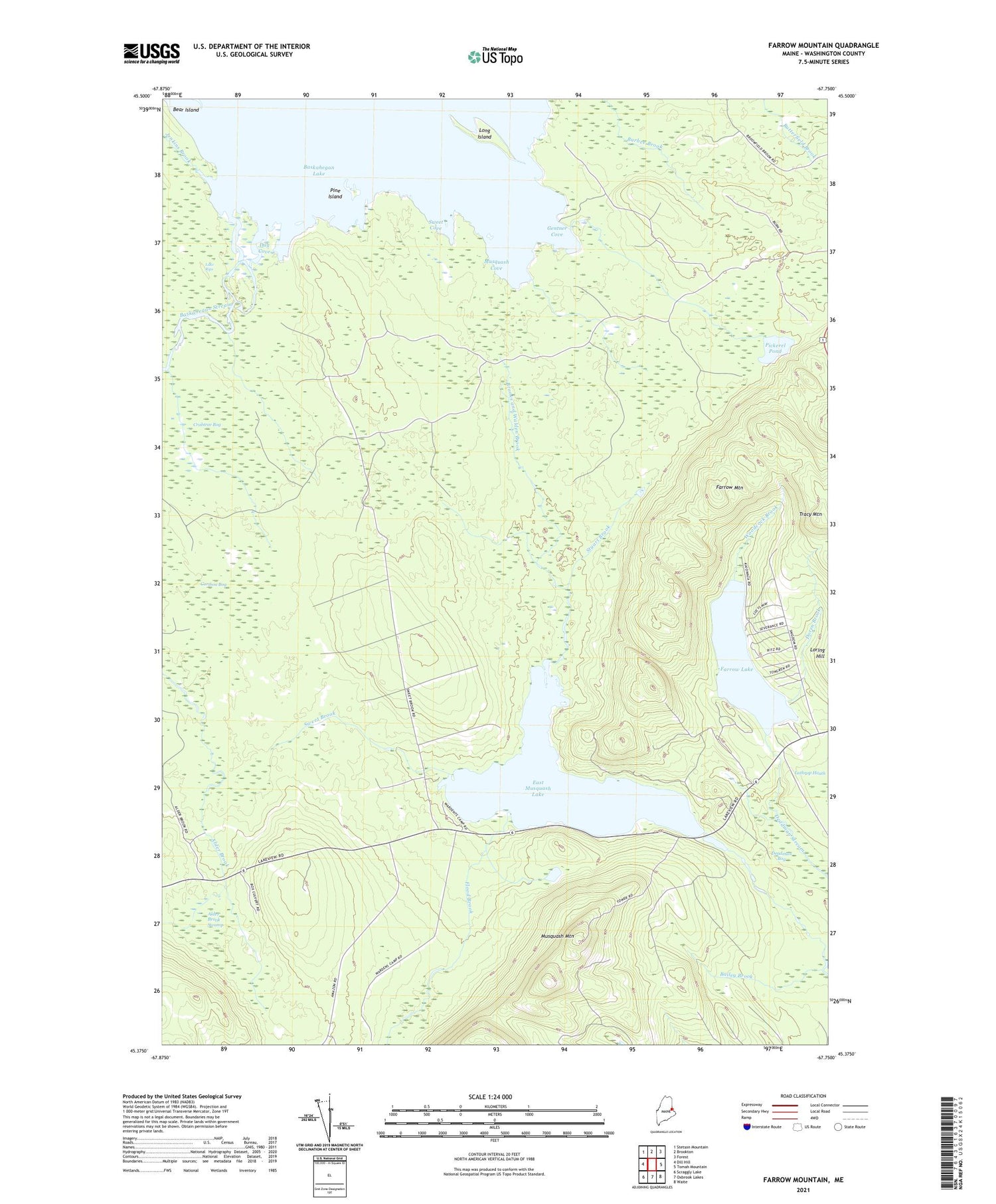 Farrow Mountain Maine US Topo Map Image