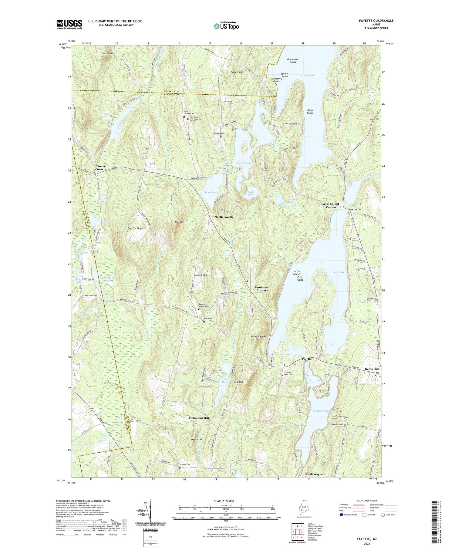 Fayette Maine US Topo Map Image