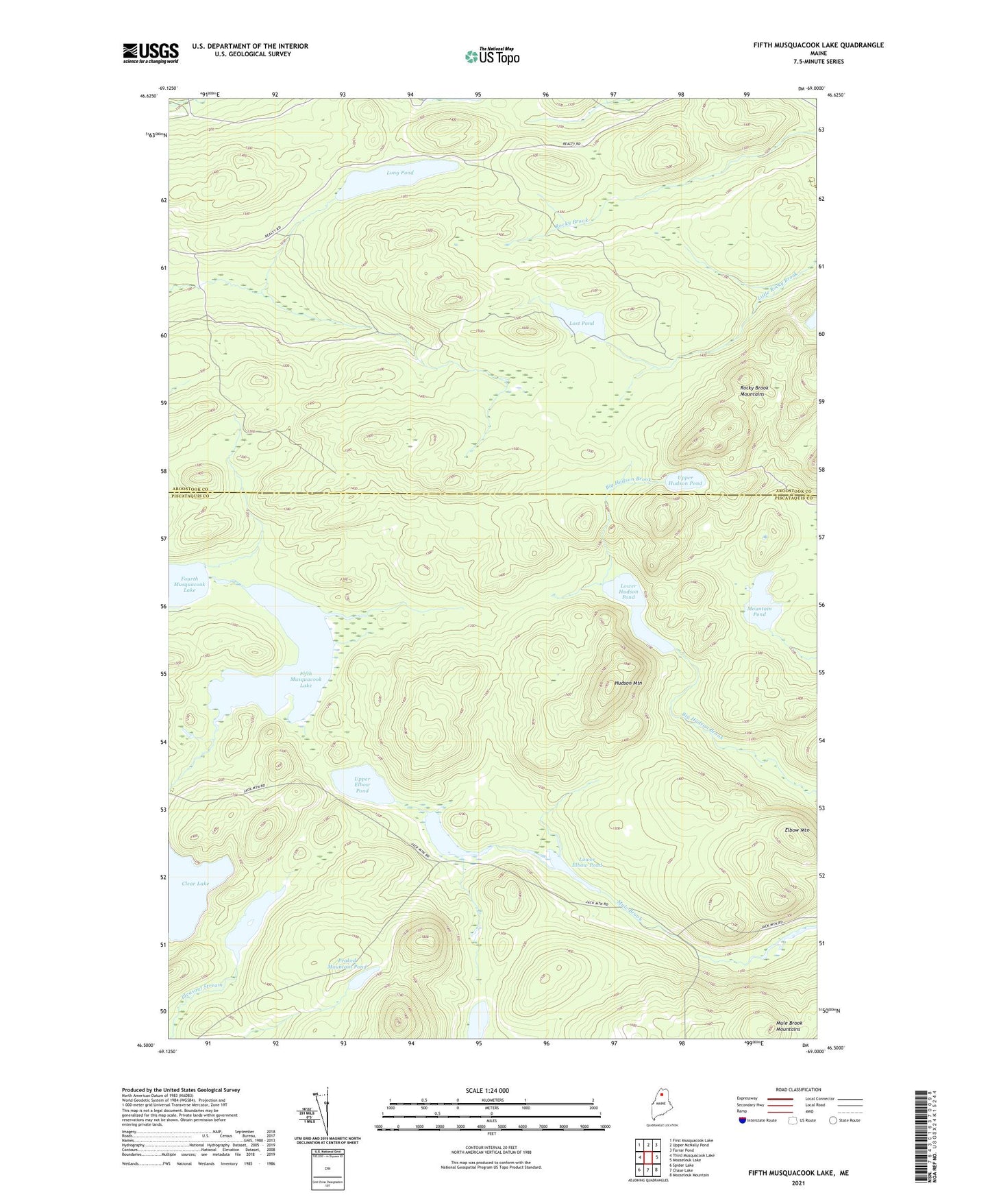 Fifth Musquacook Lake Maine US Topo Map Image