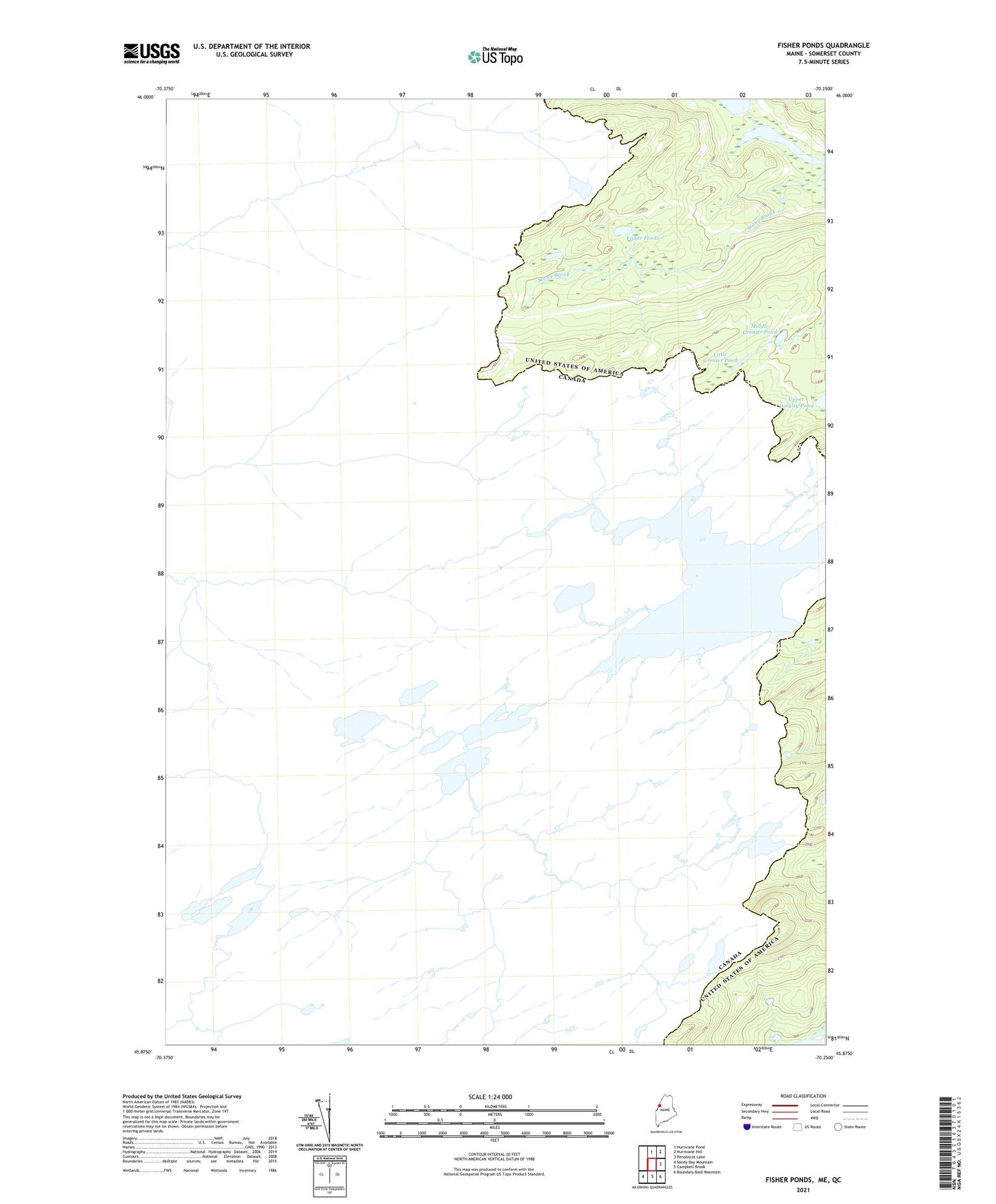 Fisher Ponds Maine US Topo Map Image