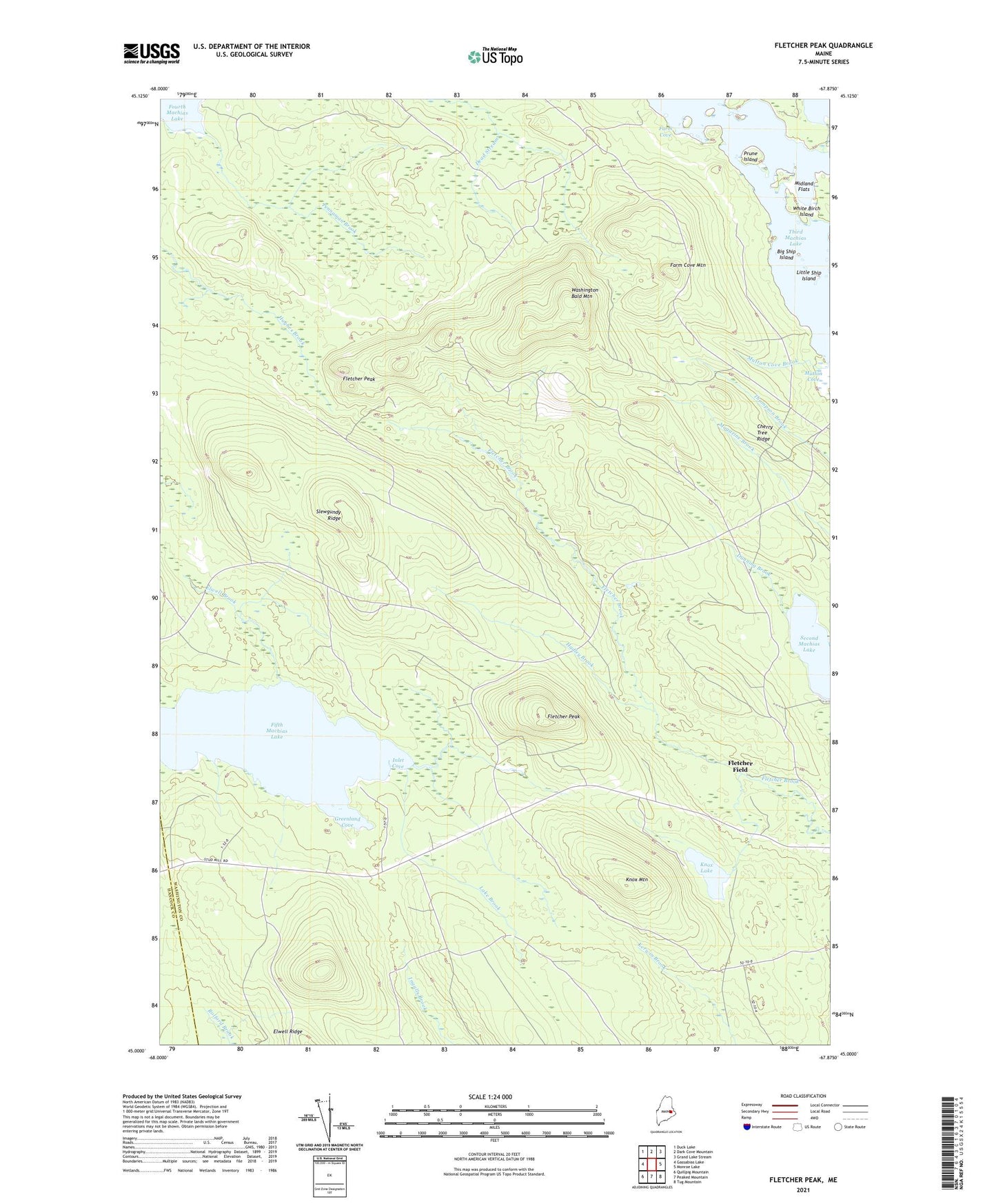 Fletcher Peak Maine US Topo Map Image