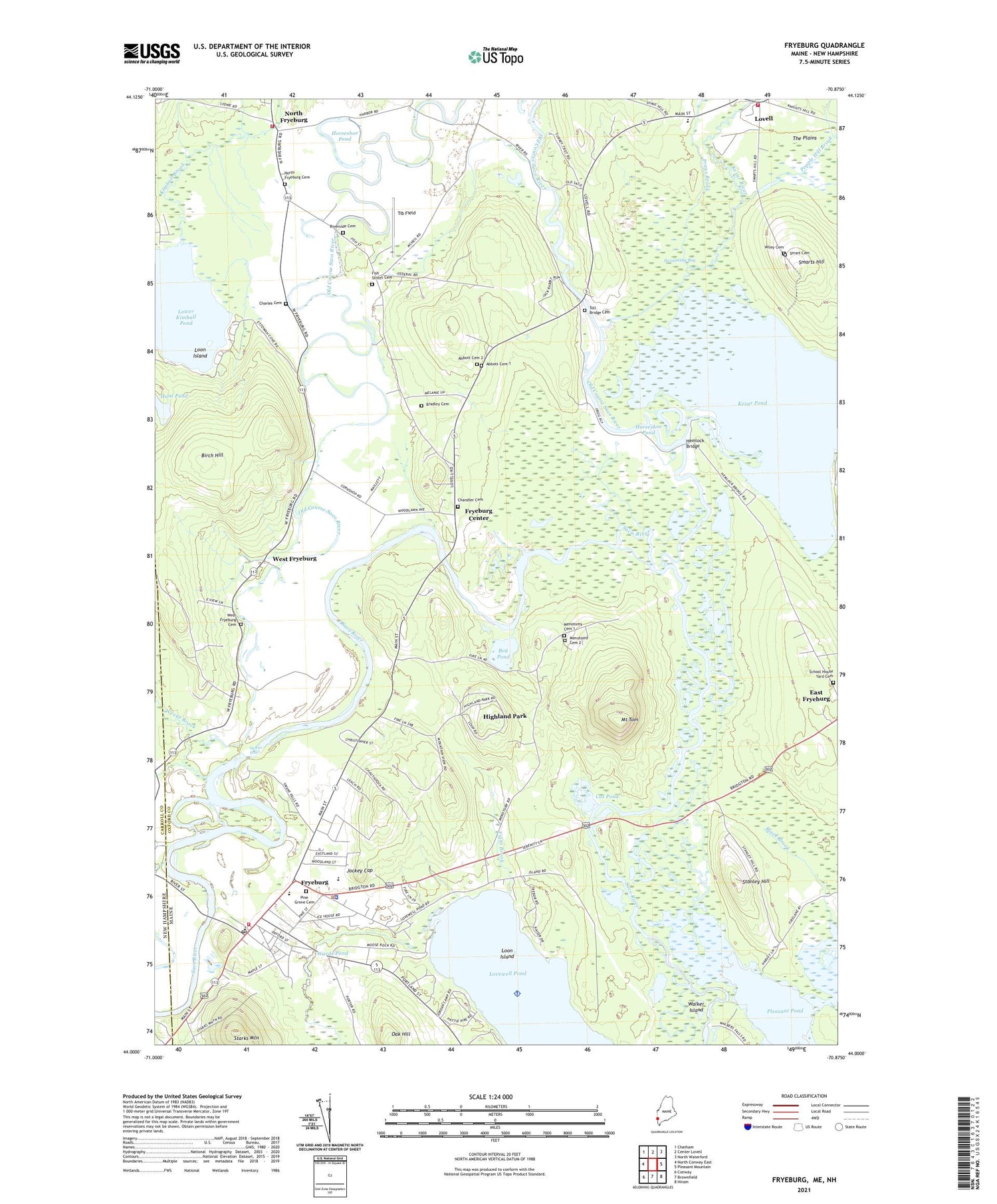 Fryeburg Maine US Topo Map Image