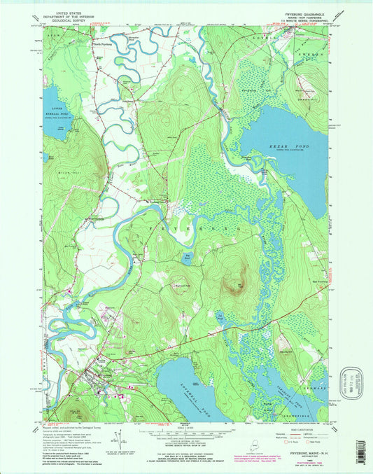 Classic USGS Fryeburg Maine 7.5'x7.5' Topo Map Image