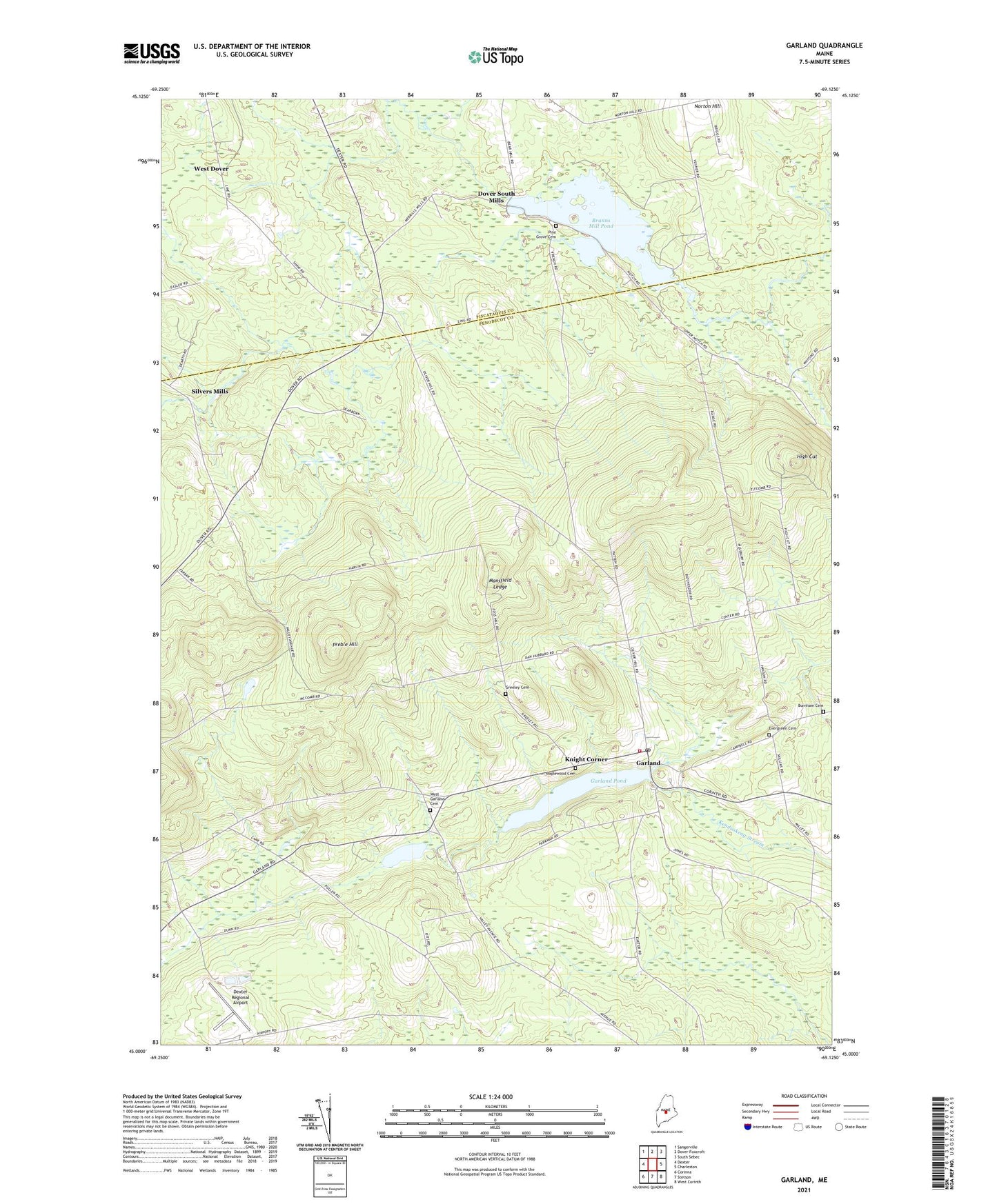 Garland Maine US Topo Map Image