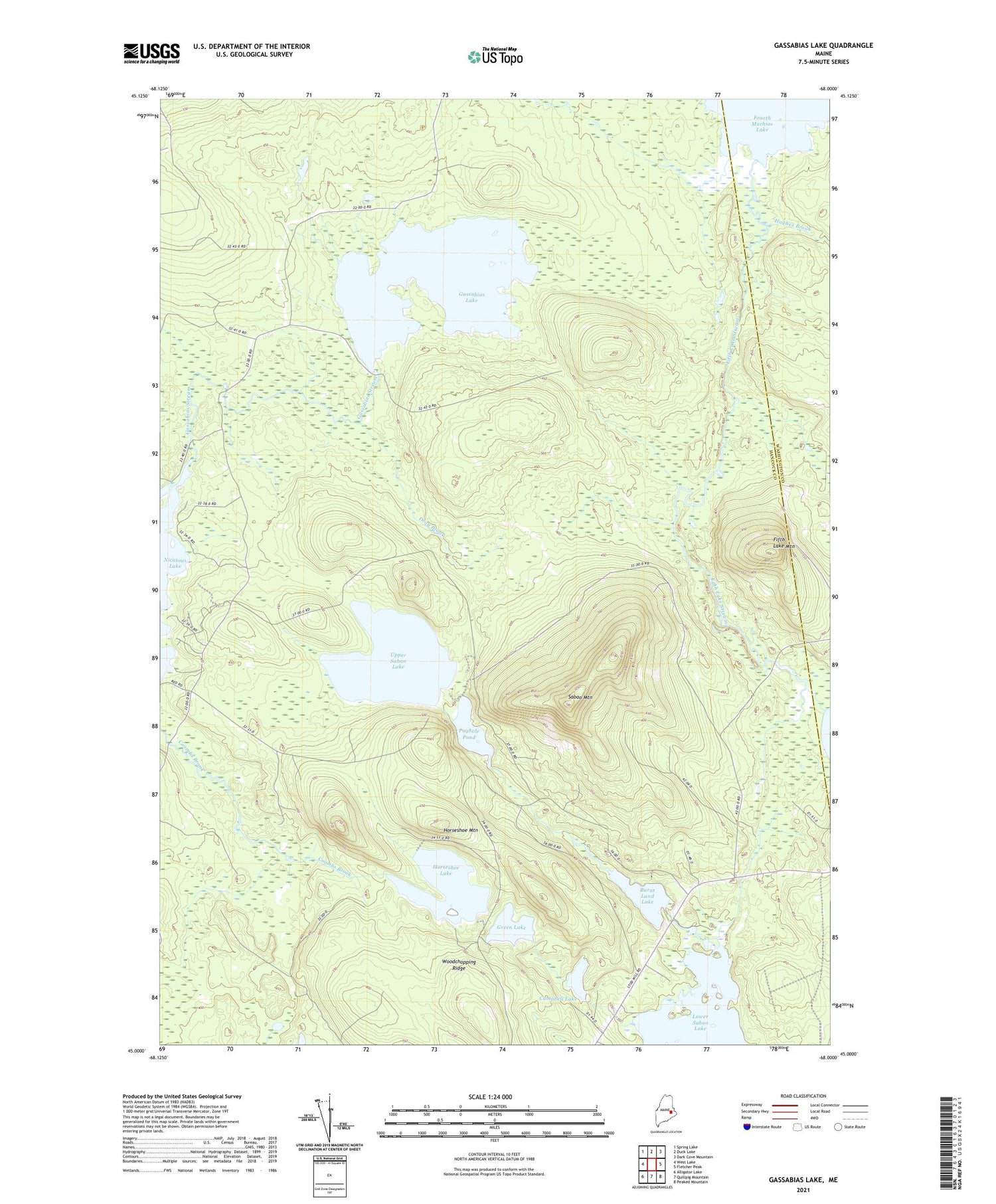 Gassabias Lake Maine US Topo Map Image