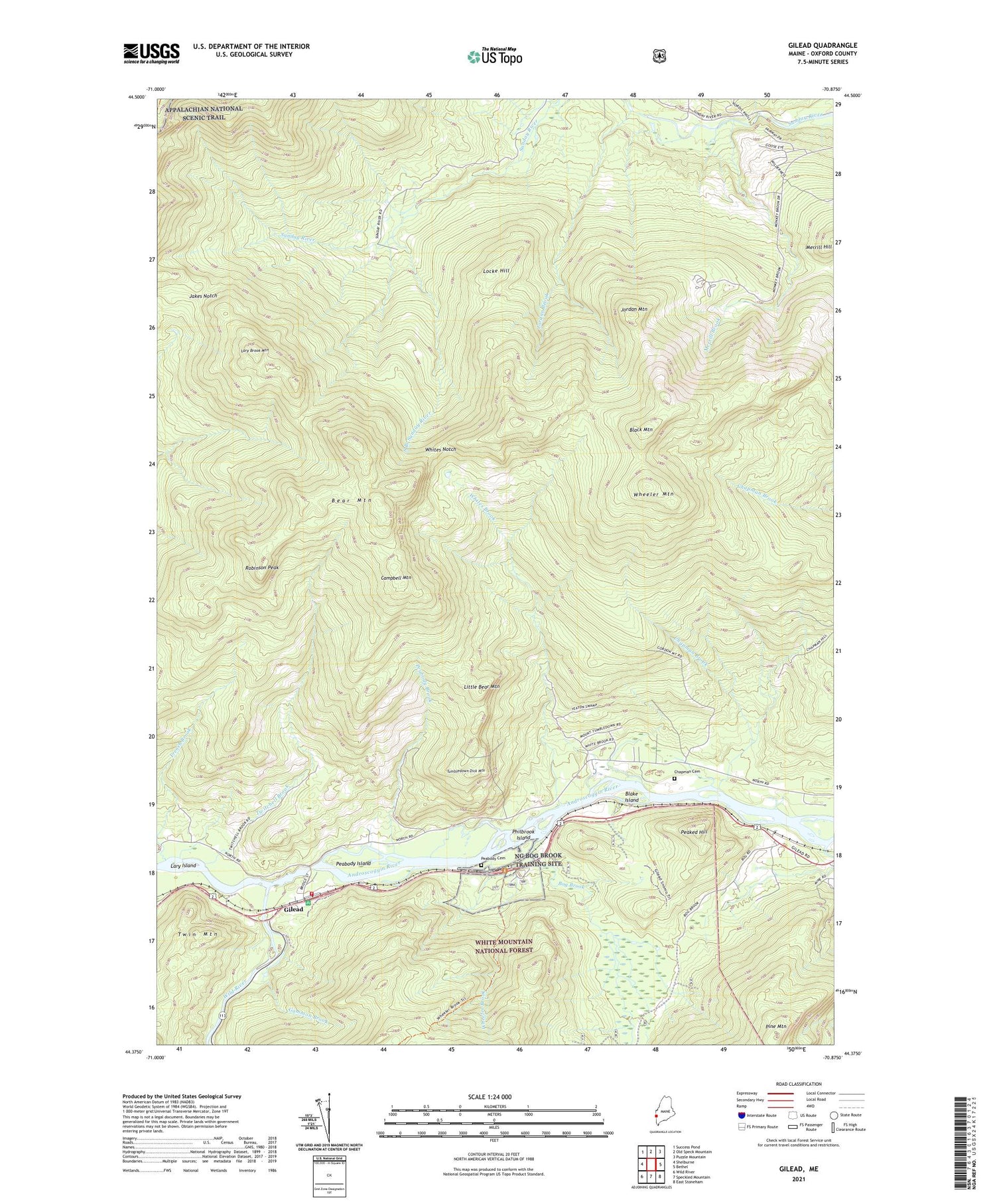Gilead Maine US Topo Map Image