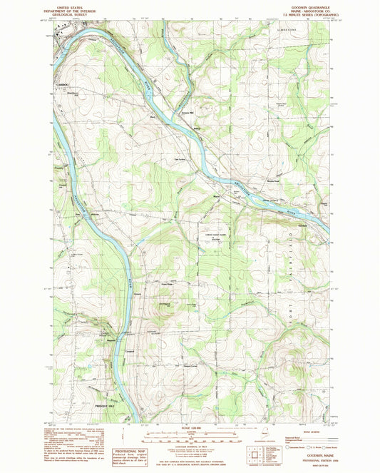 Classic USGS Goodwin Maine 7.5'x7.5' Topo Map Image