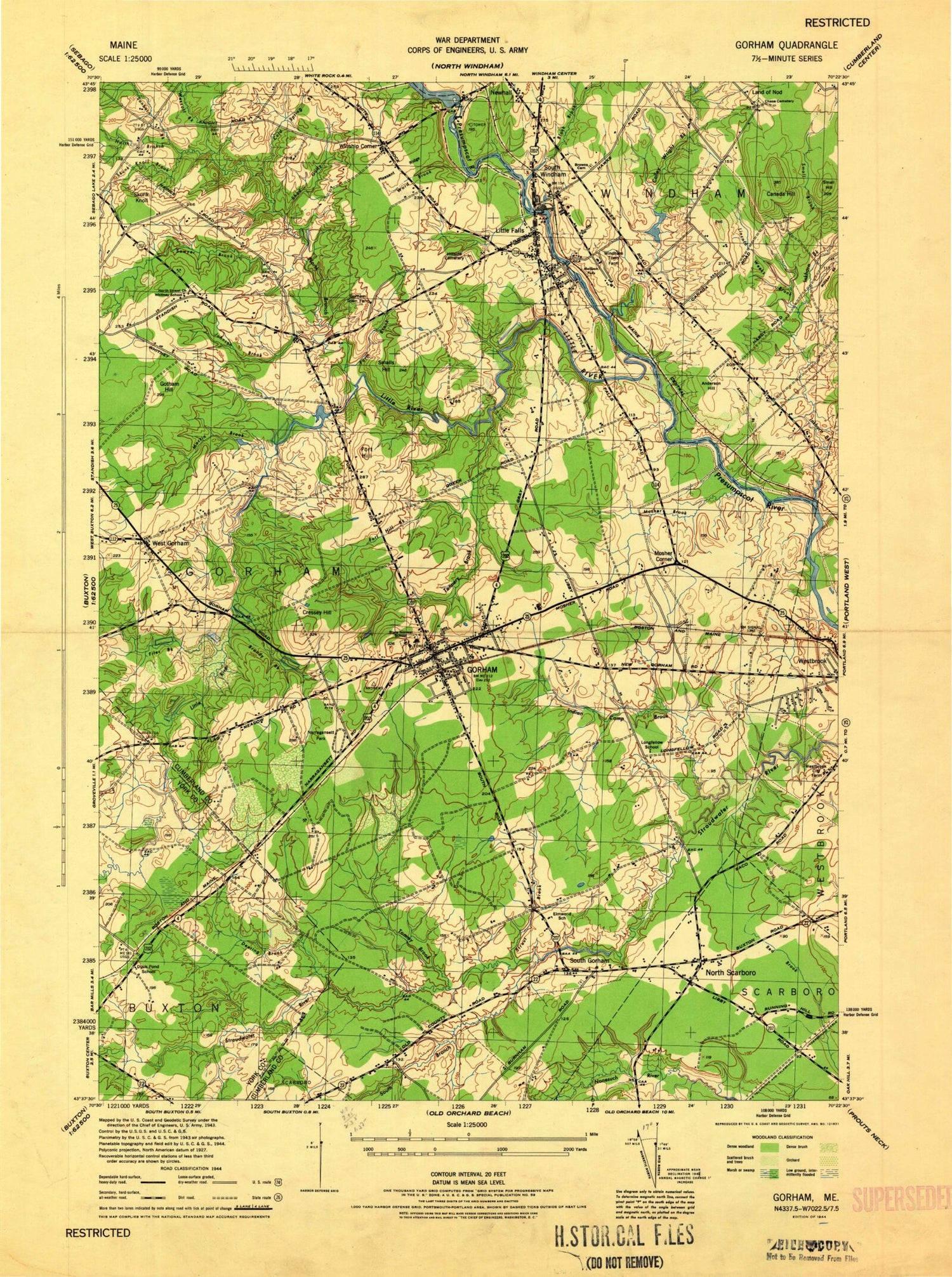 Classic USGS Gorham Maine 7.5'x7.5' Topo Map Image