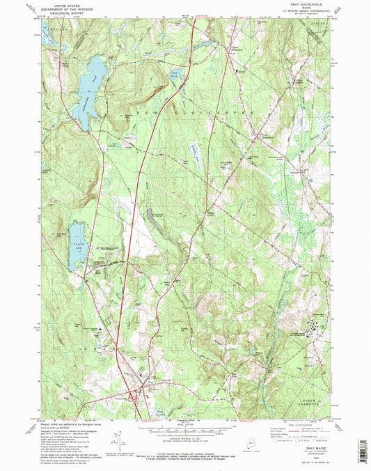 Classic USGS Gray Maine 7.5'x7.5' Topo Map Image