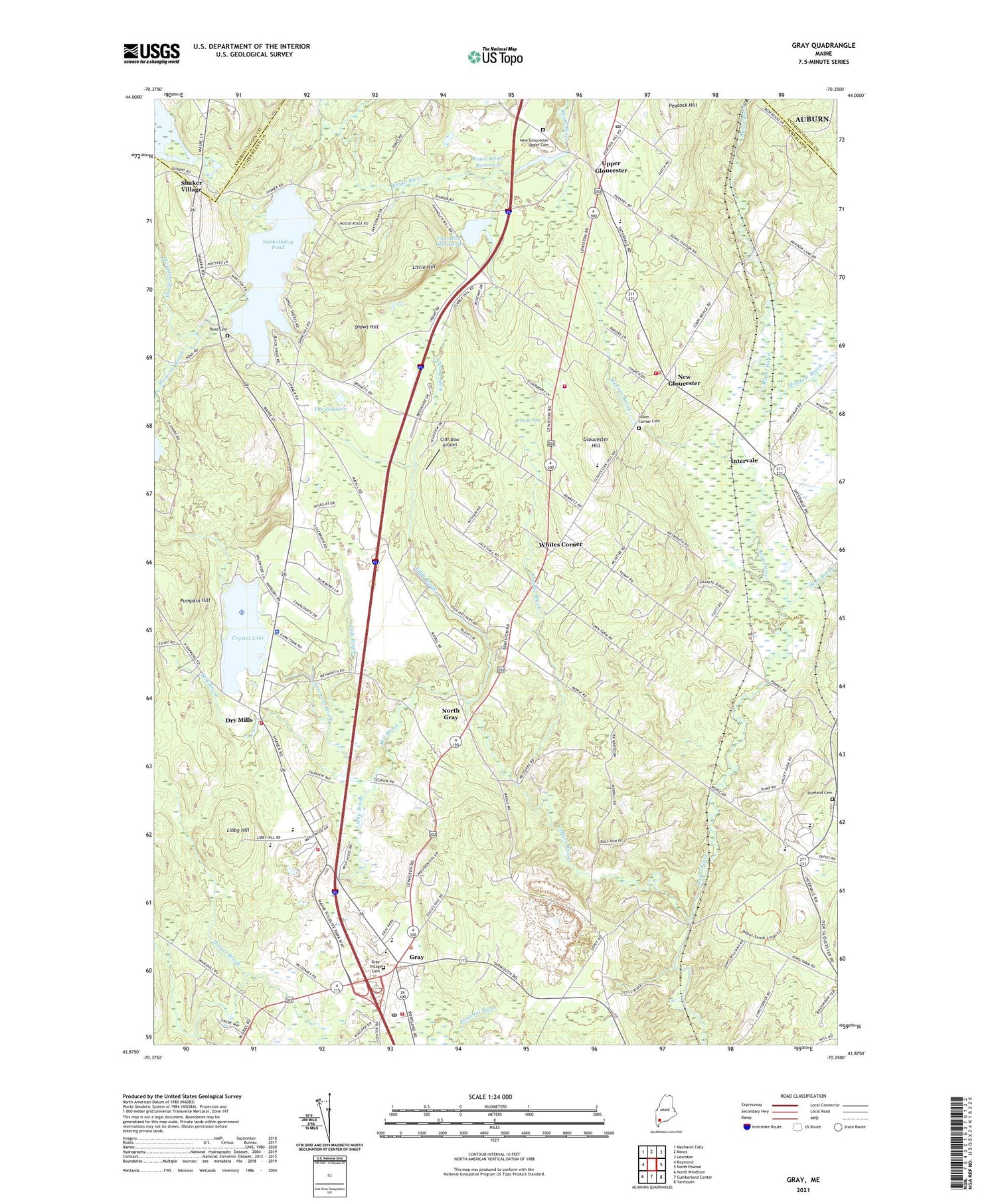 Gray Maine US Topo Map Image