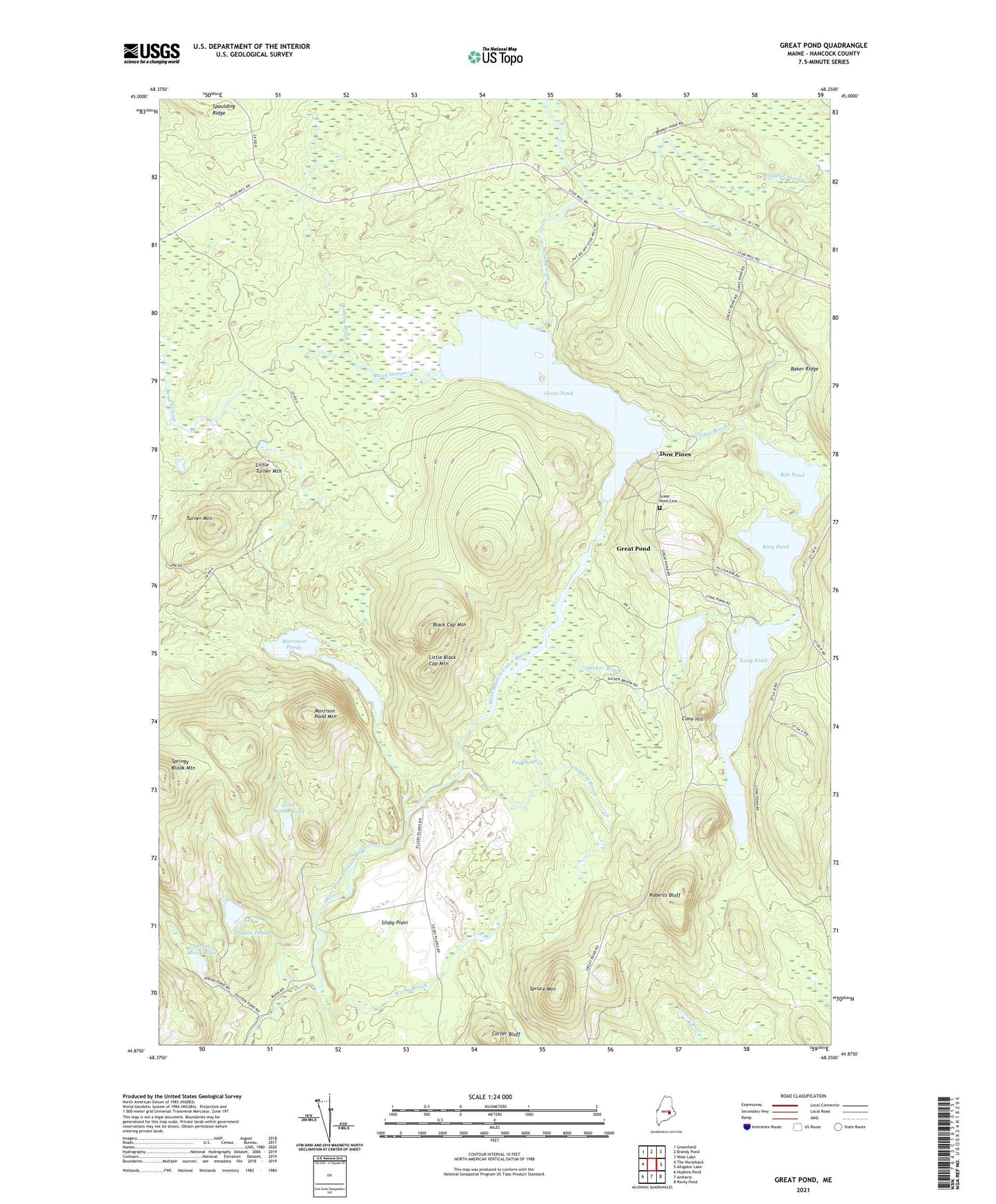 Great Pond Maine US Topo Map Image