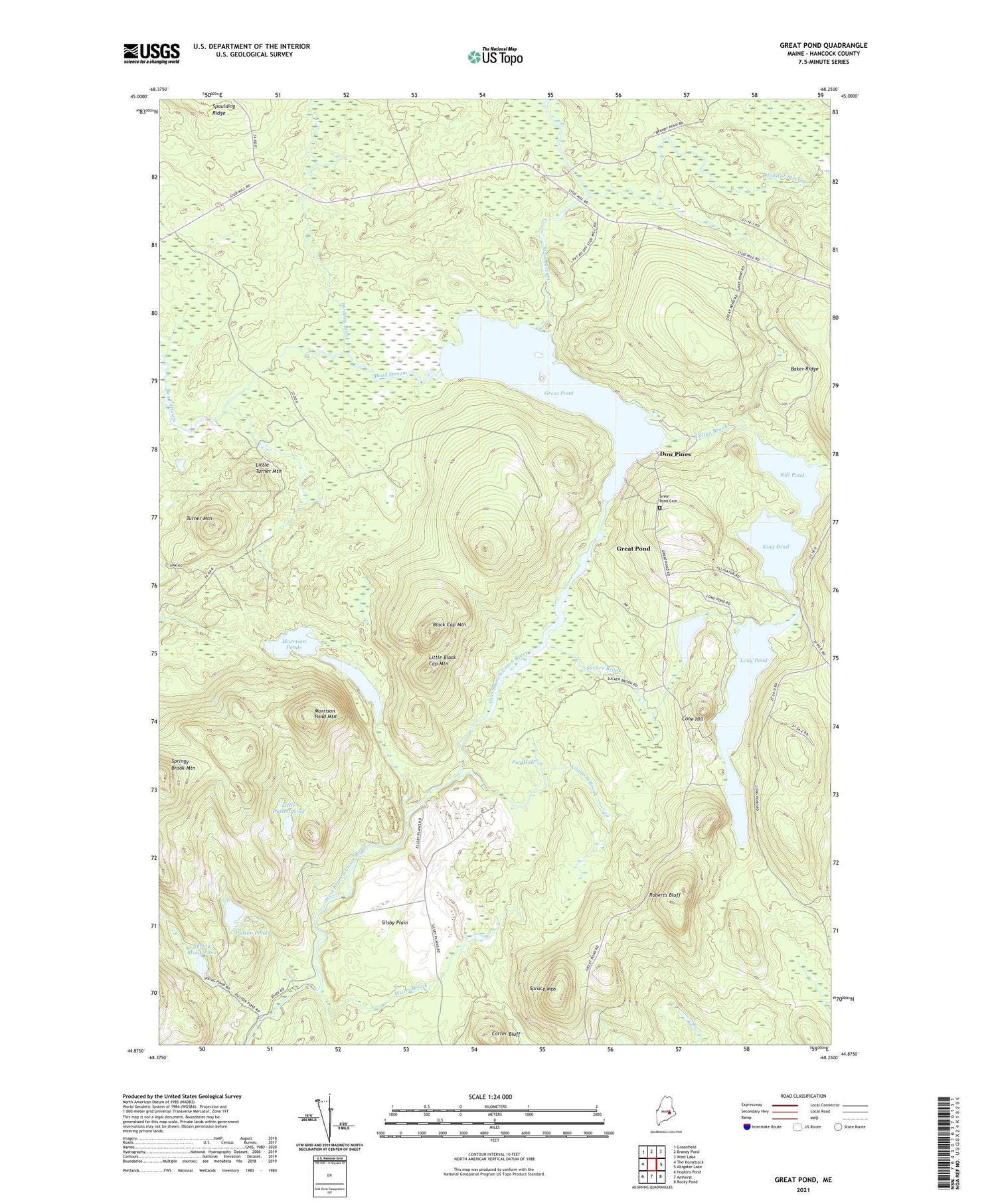 Great Pond Maine US Topo Map Image