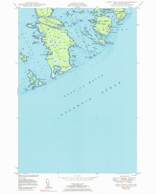 Classic USGS Great Wass Island Maine 7.5'x7.5' Topo Map Image