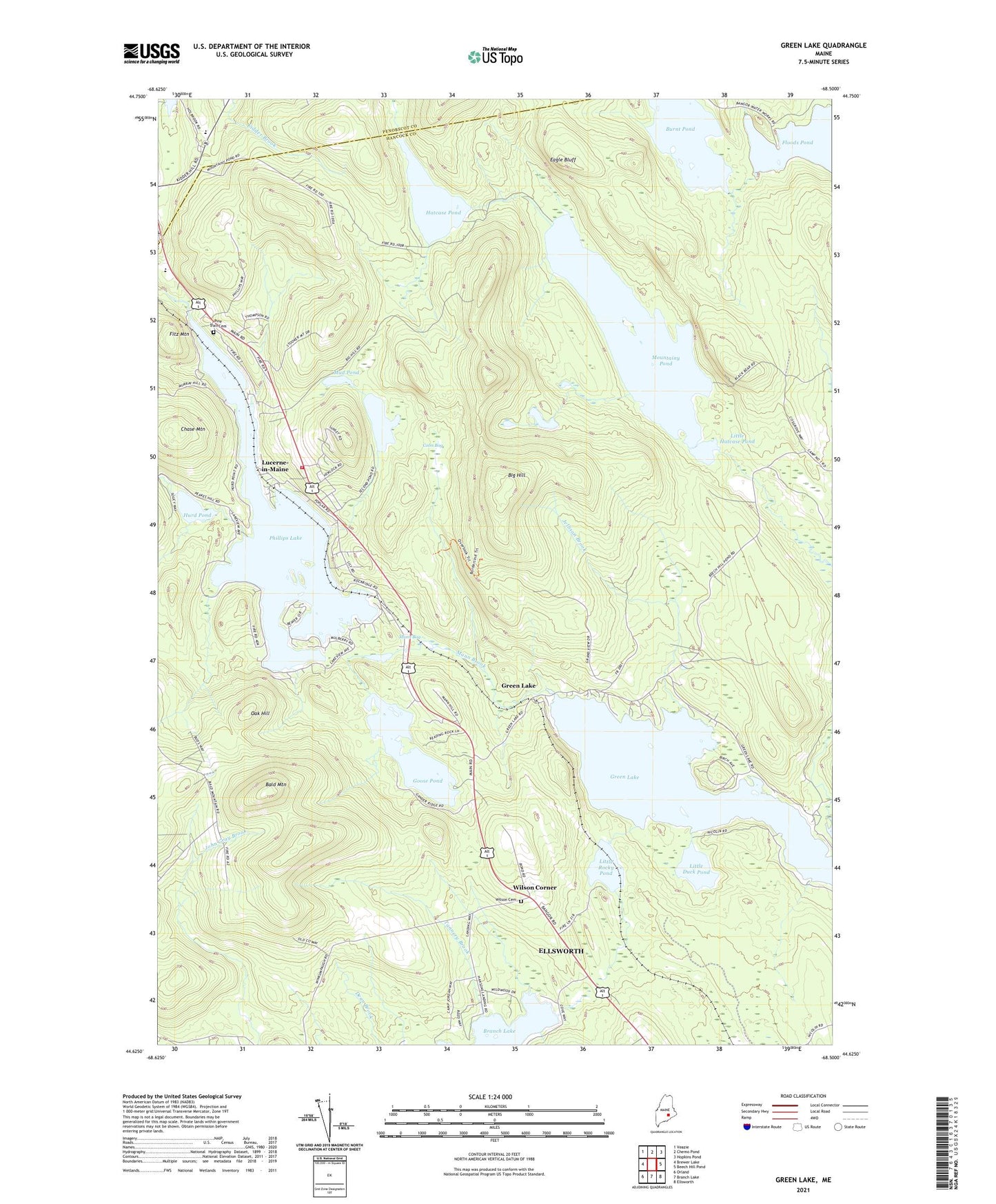 Green Lake Maine US Topo Map Image