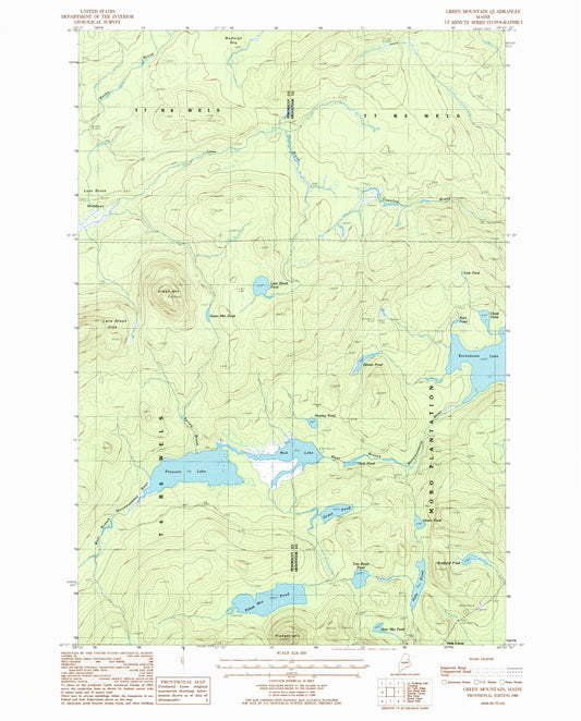 Classic USGS Green Mountain Maine 7.5'x7.5' Topo Map Image
