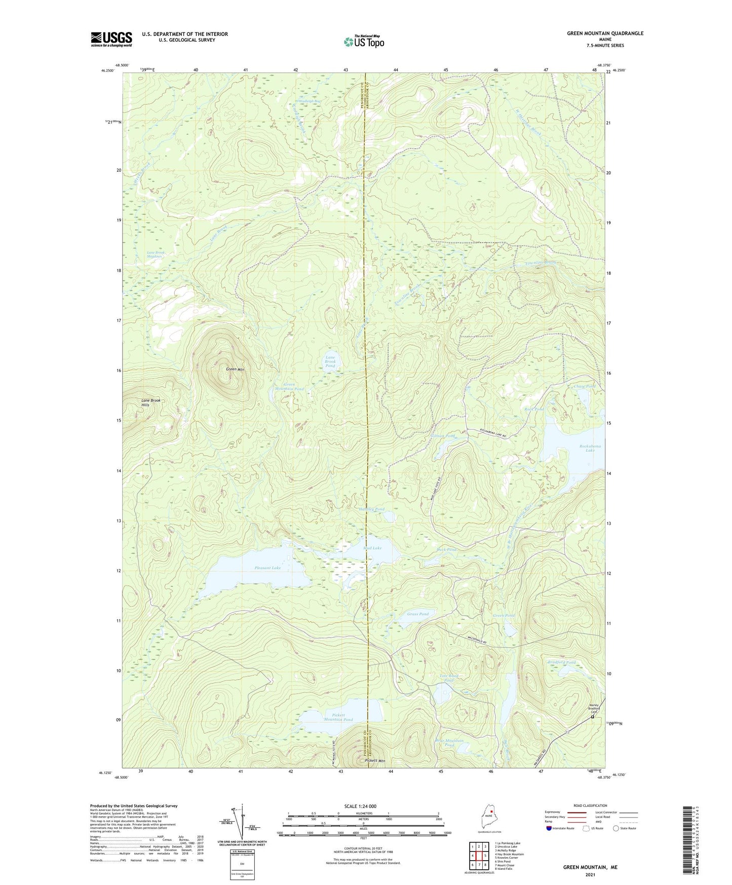 Green Mountain Maine US Topo Map Image