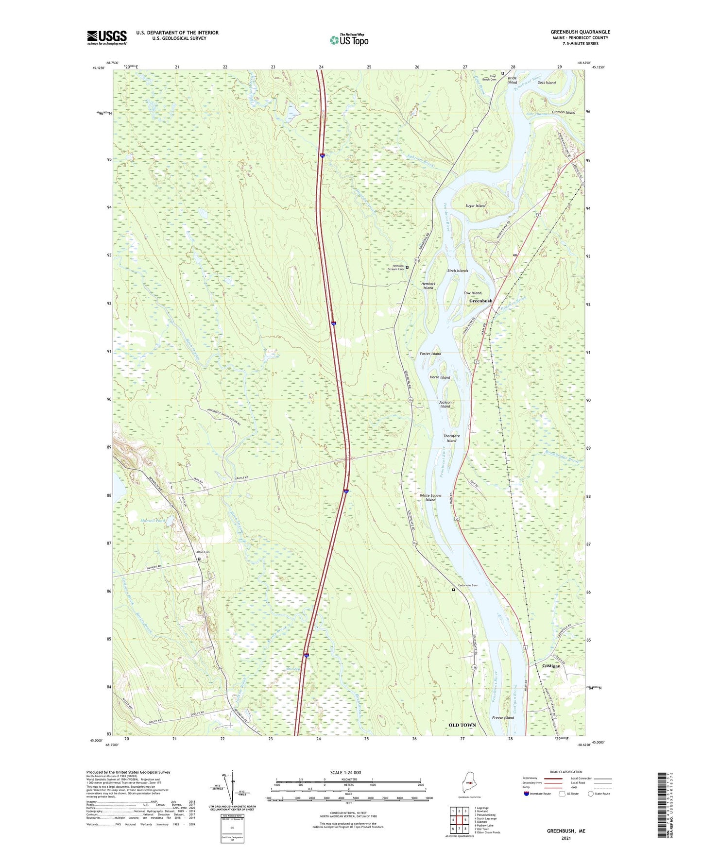 Greenbush Maine US Topo Map Image