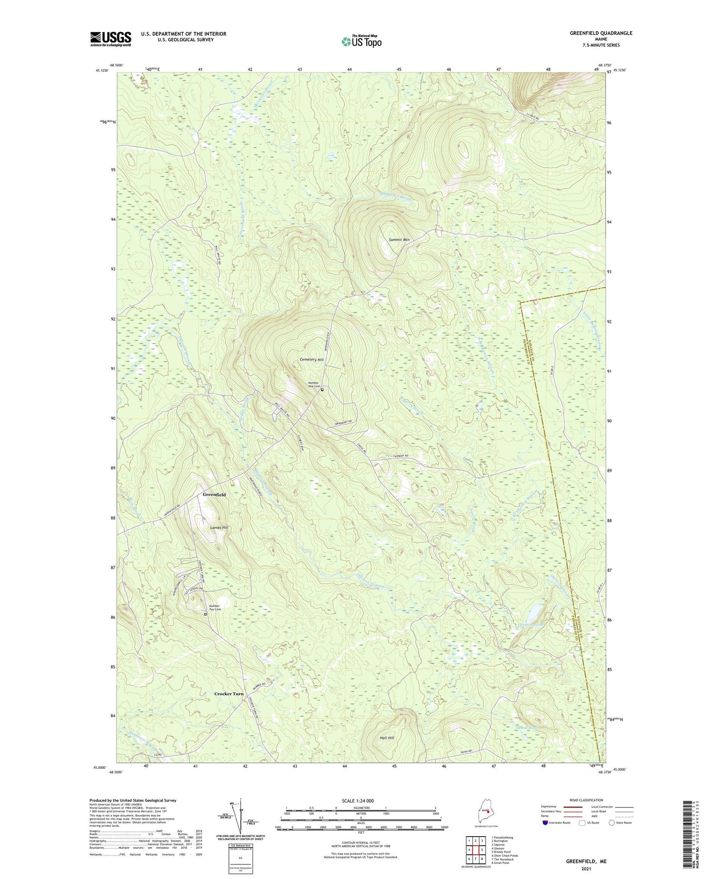 Greenfield Maine US Topo Map Image