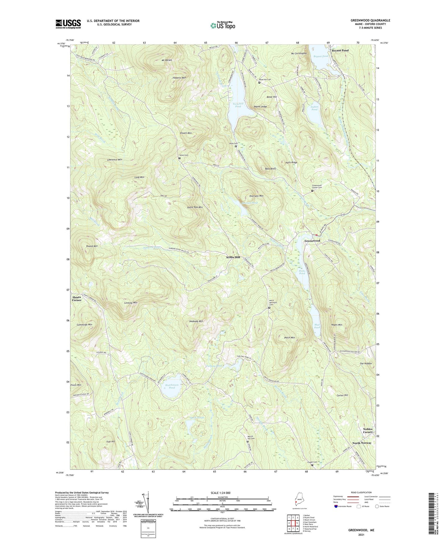 Greenwood Maine US Topo Map Image