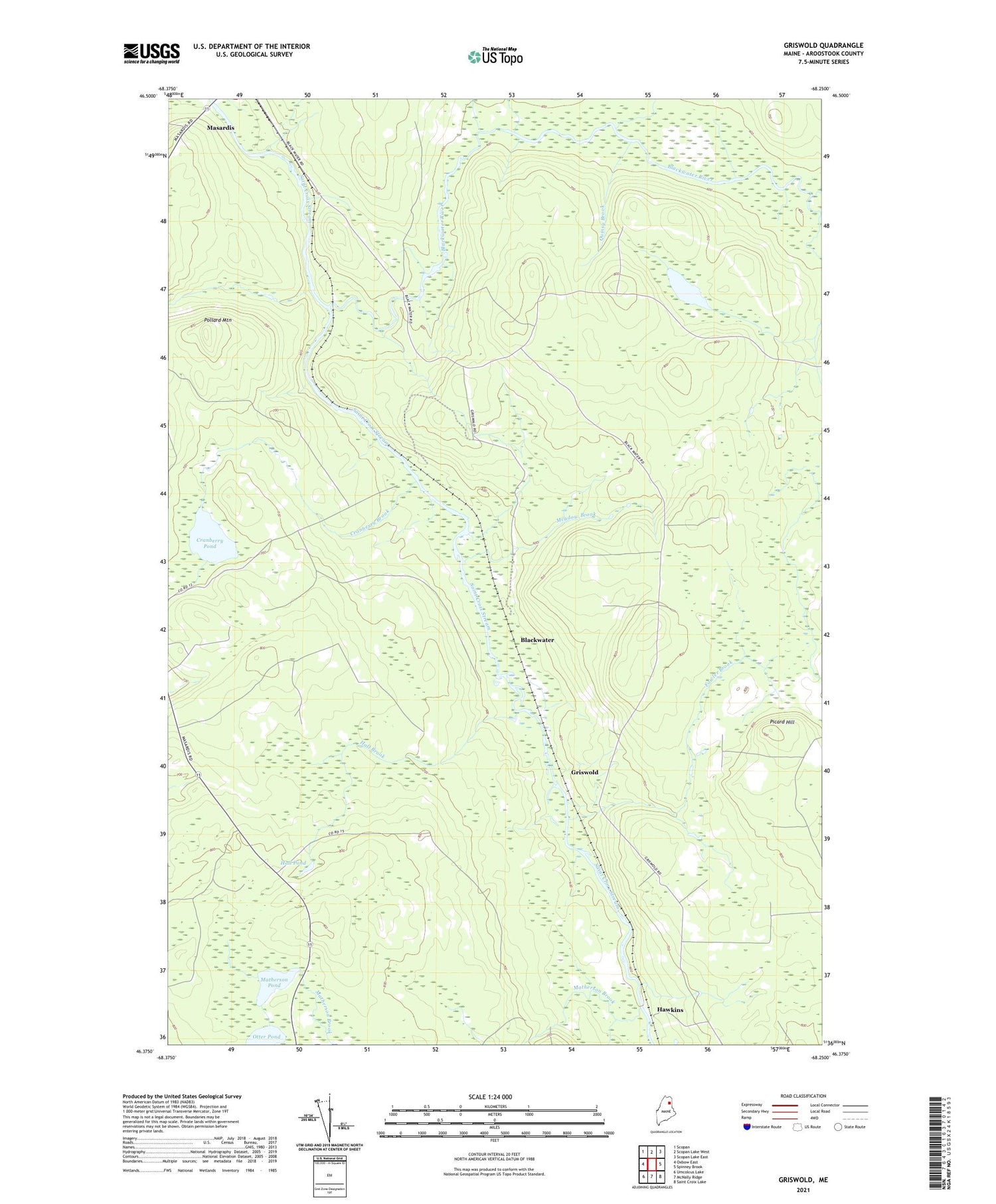 Griswold Maine US Topo Map Image